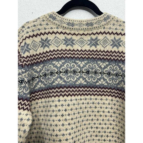 Vintage Susan Bristol 100% Wool Cardigan Sweater Size Medium Nordic Fair Isle - Picture 4 of 8